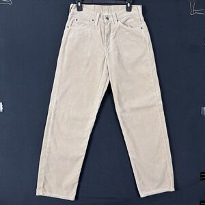 Vintage Levis 565 Corduroy Pants Mens 28x32 Beige Loose Fit Wide Leg Casual USA